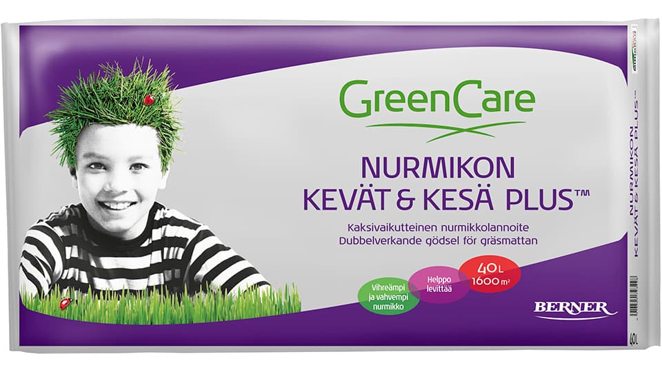 <p data-block-key="dgxgx">GreenCaren Nurmikon KevätKesä Plus sopii käytettäväksi nurmikolla syksylläkin!</p>