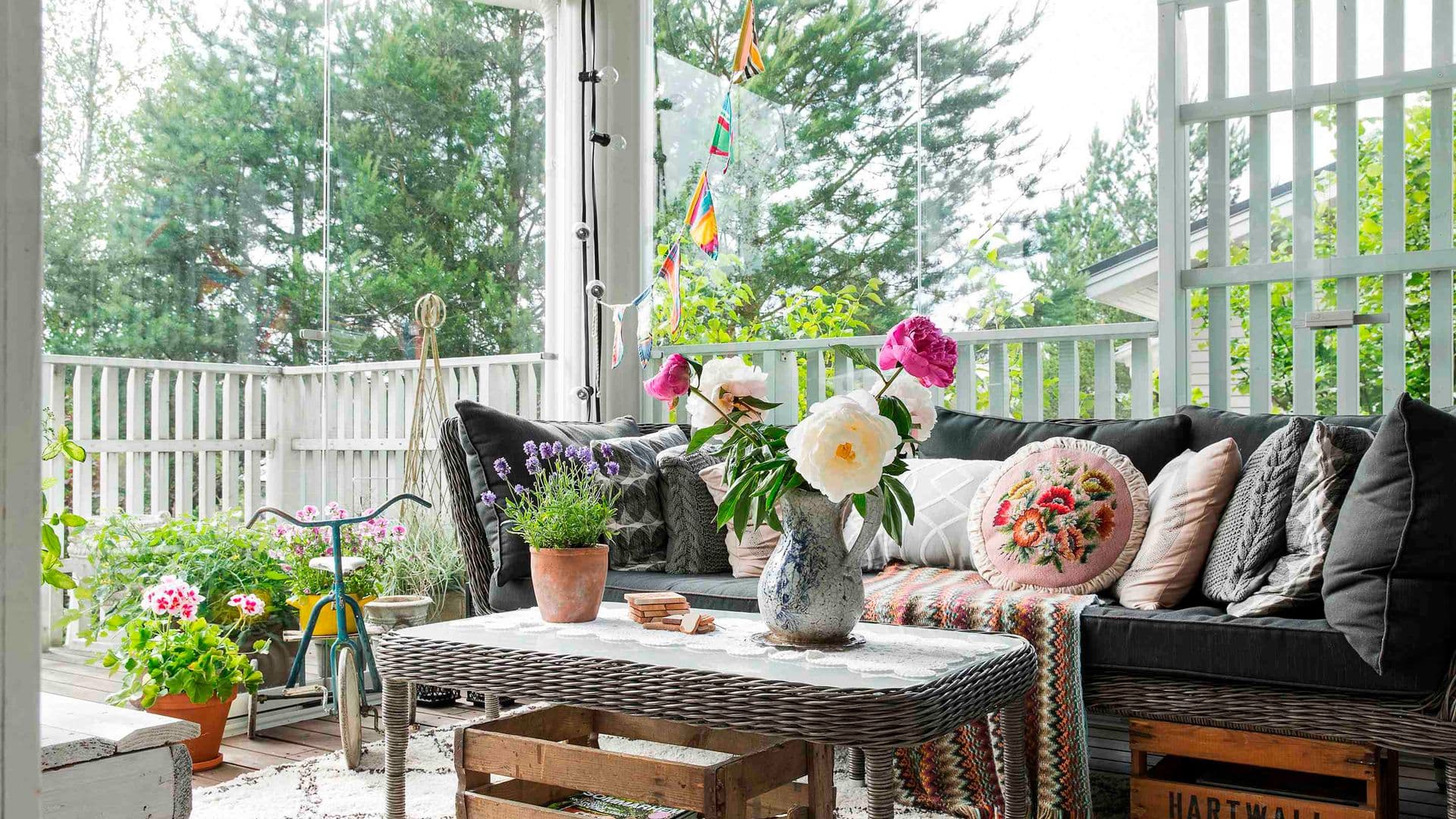 Pelargoniat ovat kesästä ja vuodesta toiseen suosittuja kukkia terasseilla. Ne kukkivat pitkään ja ovat muutenkin takuuvarmoja kaunistuksia terassille. Kokeile kesäköynnöksiä myös perennojen joukossa. Monivuotiset köynnökset saavat uutta ilmettä, kun istutat niiden kumppaniksi kesäköynnöksiä. Näin köynnösryhmäsi kukkivat koko kasvukauden ja lajit täydentävät hurmaavasti toisiaan.